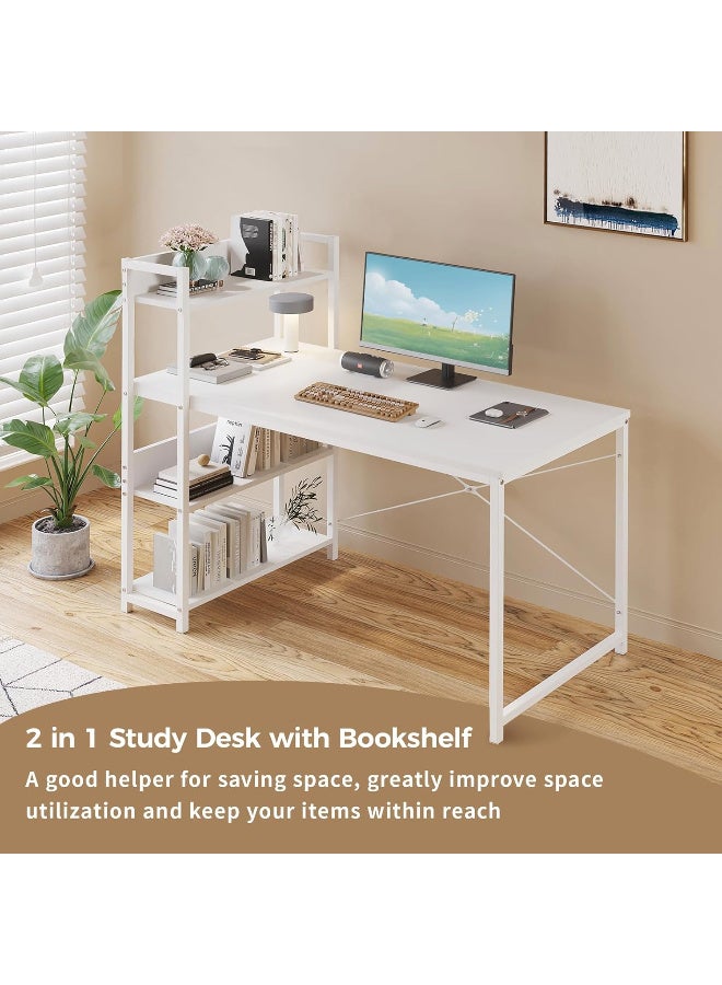 زويهاو طاولة كمبيوتر بأربعة رفوف، مثالية للمكتب المنزلي أو الدراسة أو الألعاب، بتصميم عصري وبسيط. - Image 4