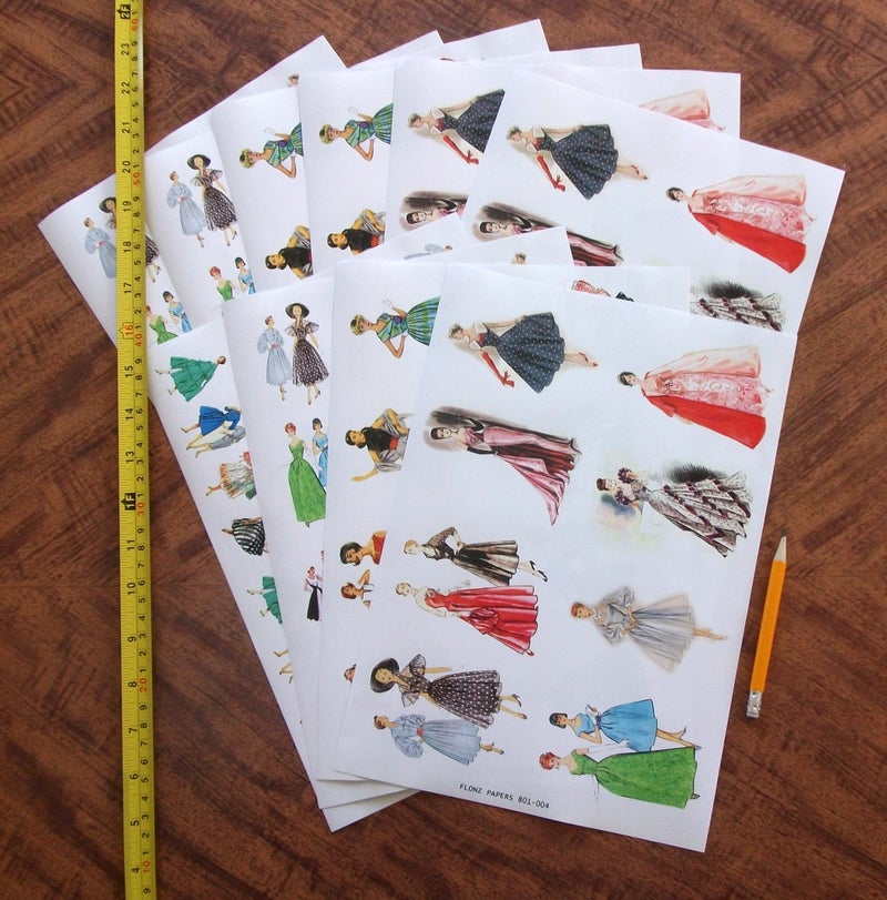 Flonz Decoupage Paper Pack (10sheets A4 / 8"x12") Vintage Fashion Fifties FLONZ Vintage Paper - Image 2