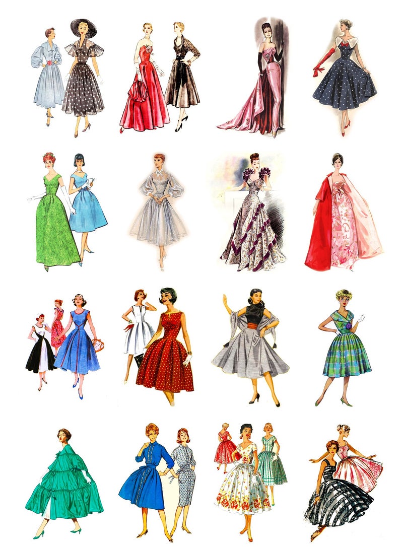 Flonz Decoupage Paper Pack (10sheets A4 / 8"x12") Vintage Fashion Fifties FLONZ Vintage Paper - Image 1