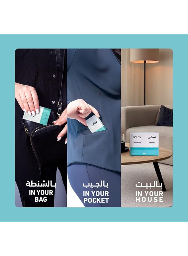 erorex Refreshing Wipes – 50 Individually Wrapped Tissues In Blue And White Ideal For Cleaning Hands On The Go And Protecting Against Surfaces In Public Places. Infused With A Refreshing Scent - Image 4