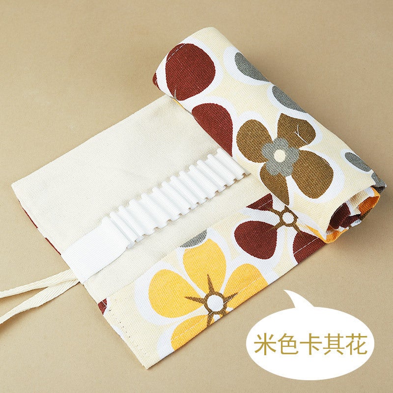 Weizhuang Canvas Pen Curtain 72-Hole Large Capacity Cute Cat Cartoon Men And Women Pencil Case Canvas Sketch Color Lead Painting Stationery Bag - Image 1