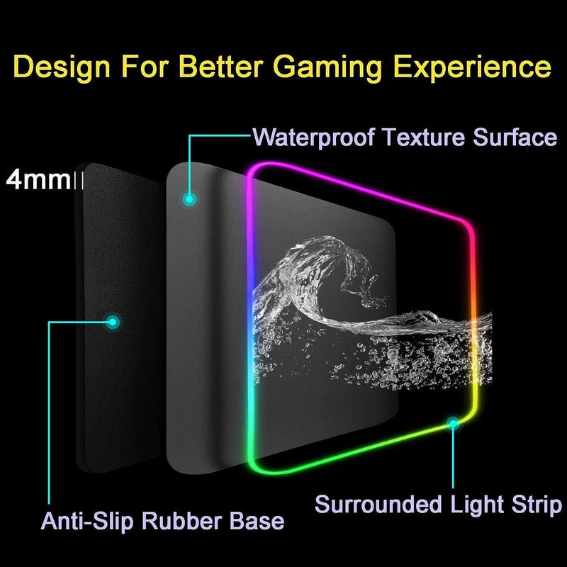 كاست ويف لوحة فأرة ألعاب RGB - حوّل تجربة ألعابك، 12 وضع إضاءة، مستويان للسطوع، سطح مقاوم للانزلاق ومضاد للماء، لوحة فأرة كبيرة ممتدة (31.5 × 11.8 بوصة) - Image 2