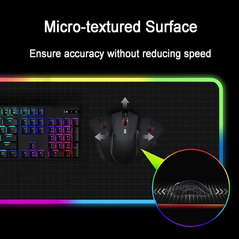 كاست ويف لوحة فأرة ألعاب RGB - حوّل تجربة ألعابك، 12 وضع إضاءة، مستويان للسطوع، سطح مقاوم للانزلاق ومضاد للماء، لوحة فأرة كبيرة ممتدة (31.5 × 11.8 بوصة) - Image 5