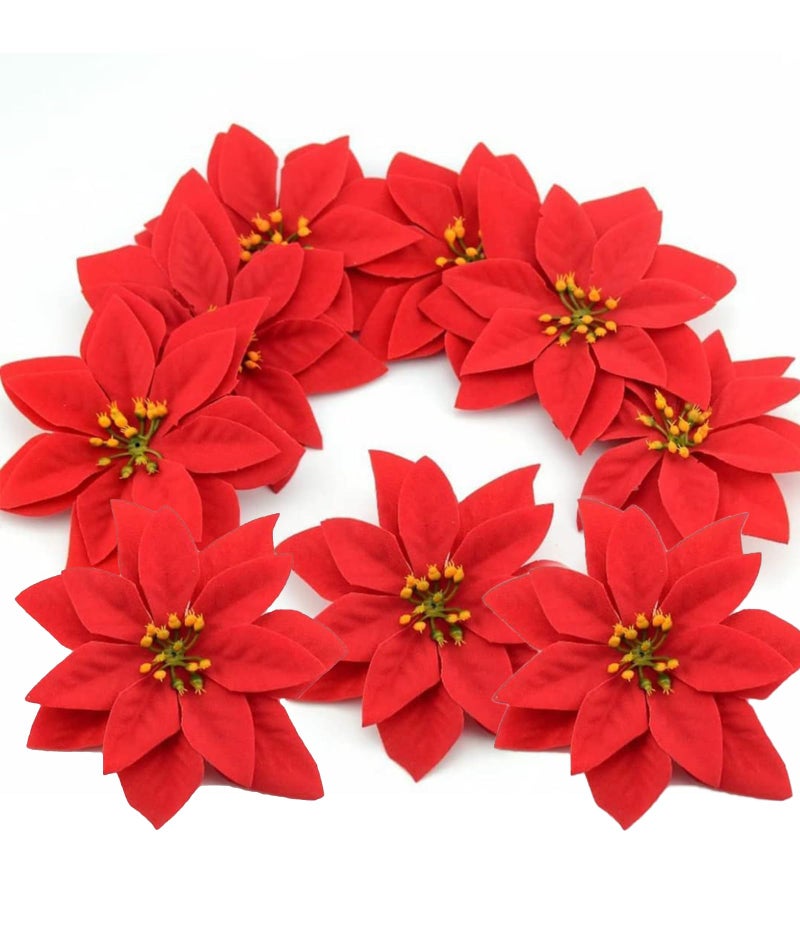 YSFVNP 20 Pcs Christmas Poinsettias Red, Christmas Decoration Items, Leaves for Decoration, Decoration Flowers Artificial Flowers Christmas Flowers of Velvet Christmas Decorations Items/Chritmas Tree - Image 1