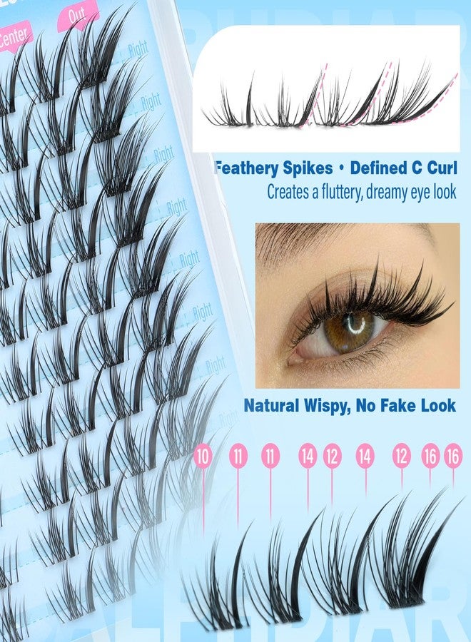 calphdiar Fox Eye Lash Clusters Manga Eyelash Clusters Wispy Clusters Eyelash Extensions 8-16mm Cat Eye Individual Lashes C-Curly Eyelash Extension with Spikes Cluster Lashes by calphdiar - Image 4