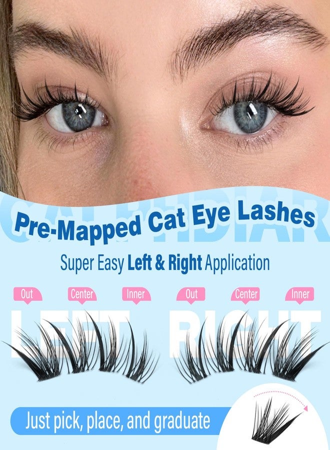 calphdiar Fox Eye Lash Clusters Manga Eyelash Clusters Wispy Clusters Eyelash Extensions 8-16mm Cat Eye Individual Lashes C-Curly Eyelash Extension with Spikes Cluster Lashes by calphdiar - Image 2