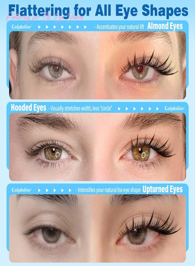 calphdiar Fox Eye Lash Clusters Manga Eyelash Clusters Wispy Clusters Eyelash Extensions 8-16mm Cat Eye Individual Lashes C-Curly Eyelash Extension with Spikes Cluster Lashes by calphdiar - Image 5