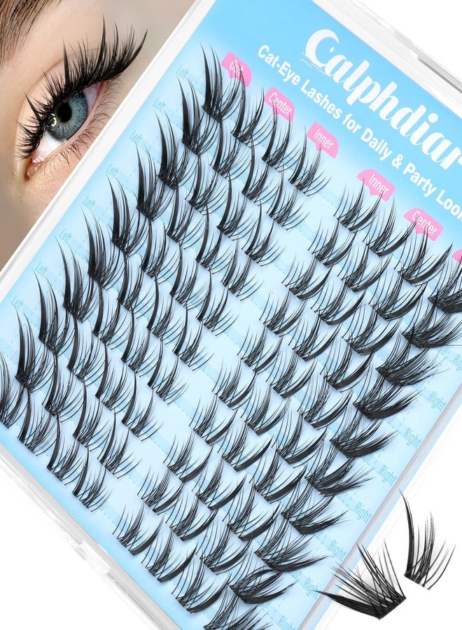 calphdiar Fox Eye Lash Clusters Manga Eyelash Clusters Wispy Clusters Eyelash Extensions 8-16mm Cat Eye Individual Lashes C-Curly Eyelash Extension with Spikes Cluster Lashes by calphdiar - Image 1