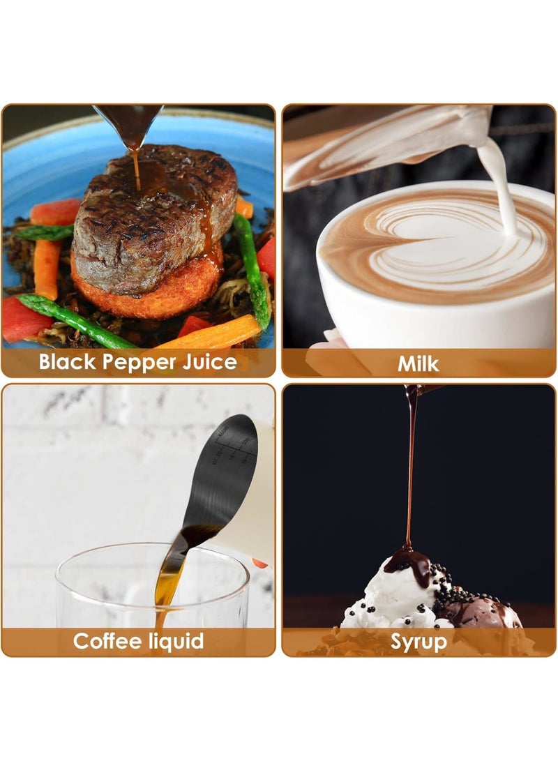 SYOSI Milk Frothing Pitcher, Stainless Steel Espresso Steaming Cup with Measurement Scale and Latte Art Pen, Durable Coffee Milk Frother for Barista Home Kitchen Use Beige - Image 4