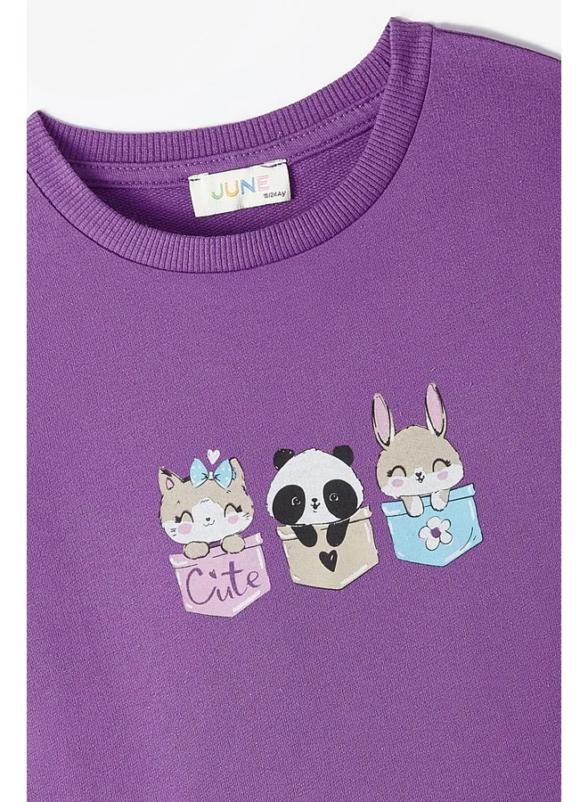 جون June Baby Cute Animals Sweatshirt Plum