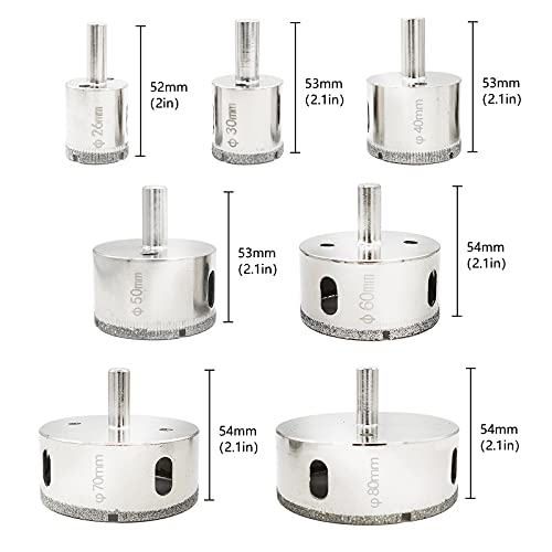 Jamiikury 8Pcs Tile Hole Saw Set,Diamond Drill Bit Hole Saw with Hole Saw Guide Jig Fixture, Suitable for Ceramic, Glass, Tile, Porcelain, Marble(26mm-80mm) - Image 2