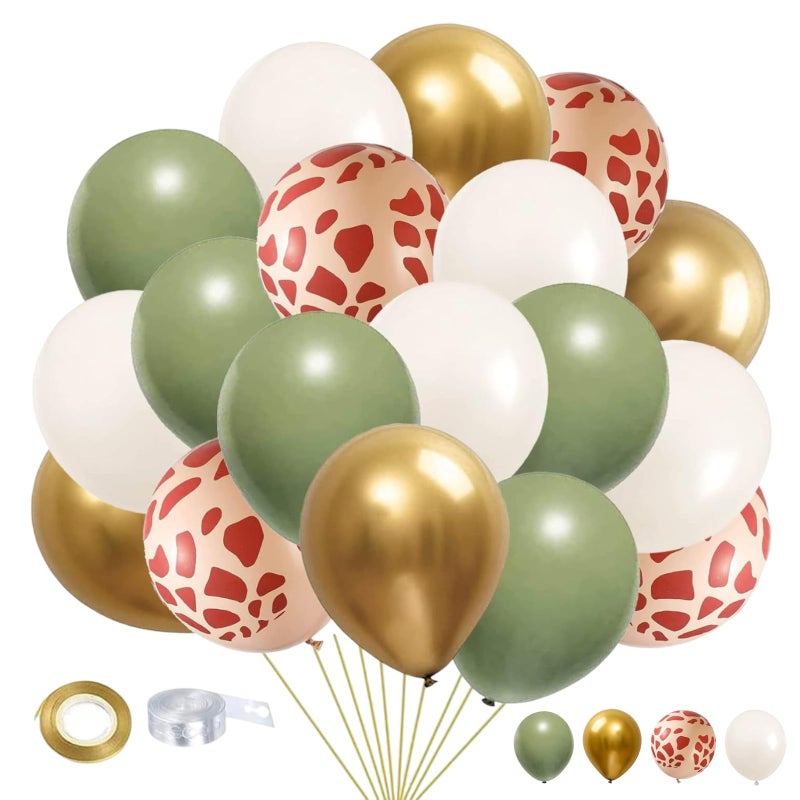 مانجو 50 قطعة بالونات 12 بوصة من الذهب الأخضر زرافة طباعة بالونات اللاتكس البري موضوع حزب الزينة بالون إكليل قوس كيت لاستحمام الطفل الاطفال عيد ميلاد - Image 1