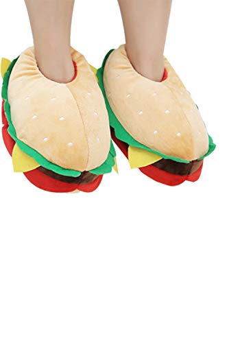 Joyshop Unisex Novelty Cute Plush Hamburger Slippers Adult Anti Slip Loafers - Image 4