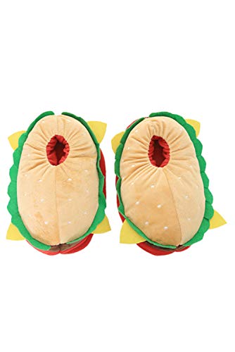 Joyshop Unisex Novelty Cute Plush Hamburger Slippers Adult Anti Slip Loafers - Image 1