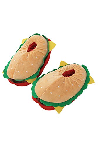 Joyshop Unisex Novelty Cute Plush Hamburger Slippers Adult Anti Slip Loafers - Image 2