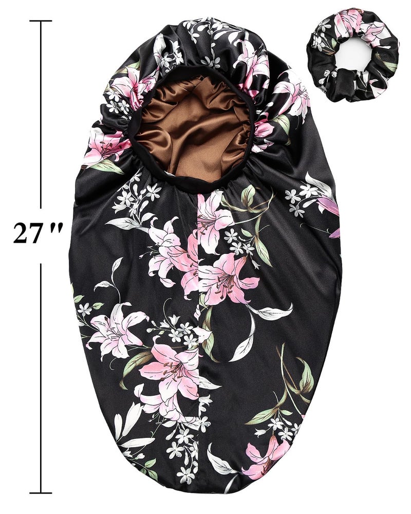 Awefeel Extra Large Sleep Cap Braids Bonnets for Women Cherry - Image 3