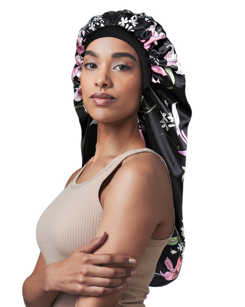Awefeel Extra Large Sleep Cap Braids Bonnets for Women Cherry - Image 1
