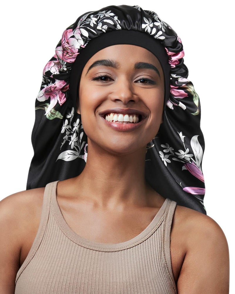 Awefeel Extra Large Sleep Cap Braids Bonnets for Women Cherry - Image 4