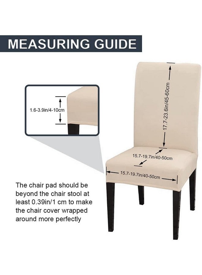 BRIDA® Stretchable Solid Plain Dining Chair Covers Elastic Chair Seat Case Protector, Slipcovers (6 Chair Cover, Cream), Polyester;Polyester Blend - Image 2