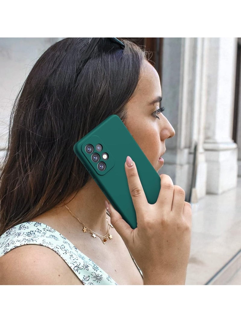 إيف حافظة سيليكون سائلة خضراء سميكة مقاومة للصدمات لهاتف Galaxy A13 4G - مطاط جل ناعم مع بطانة من الألياف الدقيقة - Image 5