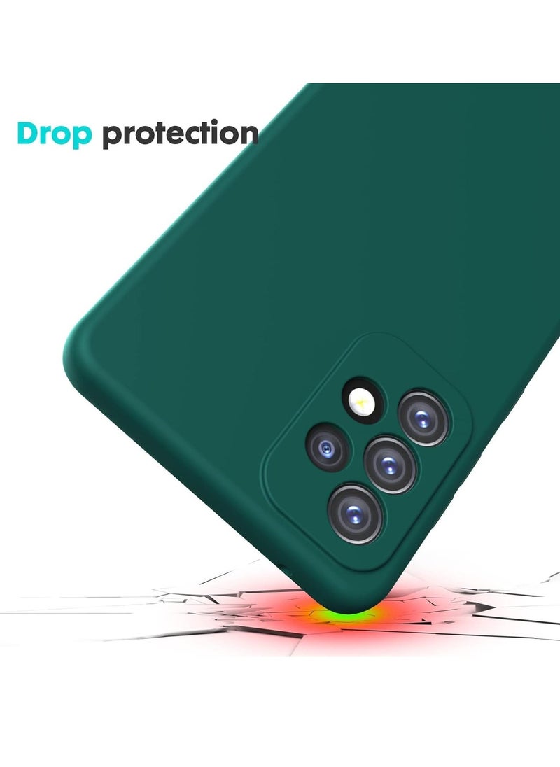 إيف حافظة سيليكون سائلة خضراء سميكة مقاومة للصدمات لهاتف Galaxy A13 4G - مطاط جل ناعم مع بطانة من الألياف الدقيقة - Image 4