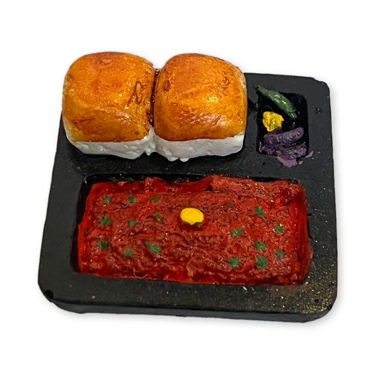 DT DECTONE Pao Bhaji Fridge Magnet Miniature Food 3D Fridge Magnet Best Souvenir Gift 100 Made in India - Image 1
