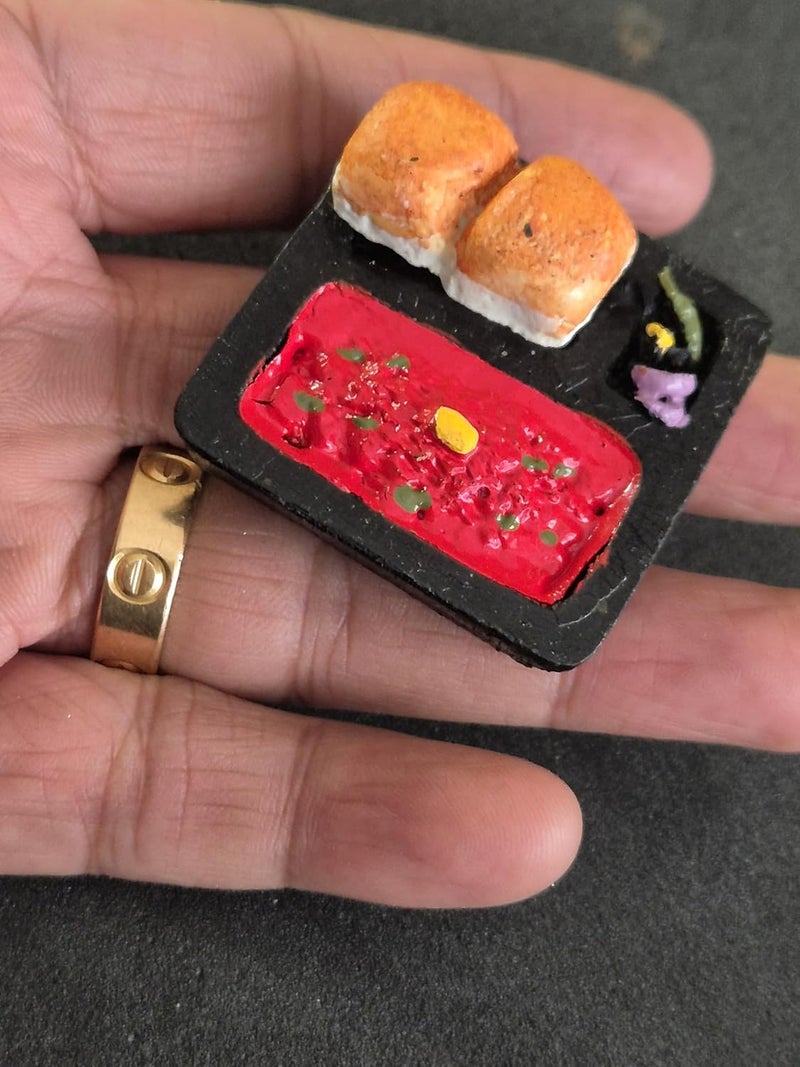 DT DECTONE Pao Bhaji Fridge Magnet Miniature Food 3D Fridge Magnet Best Souvenir Gift 100 Made in India - Image 3