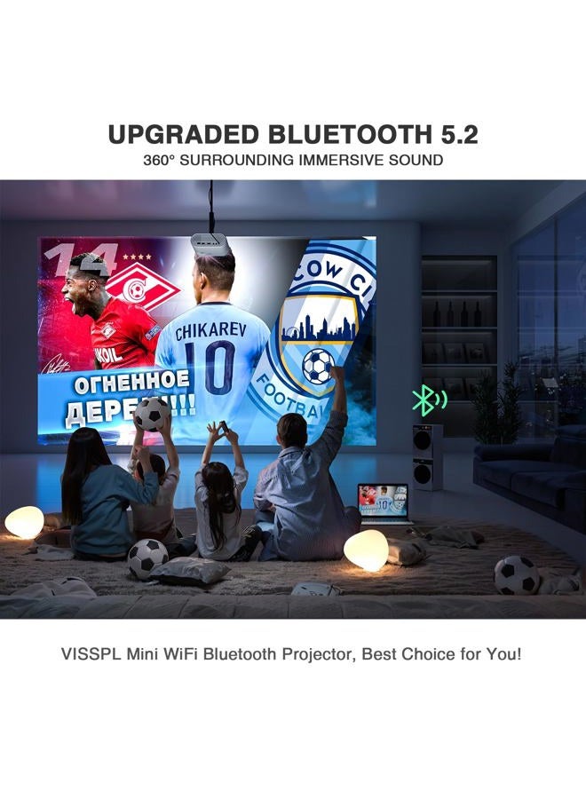 VISSPL Mini Projector with WiFi and Bluetooth, VISSPL Full HD 1080P Projector, Portable Outdoor Projector with Tripod, Home Theater Movie Phone Projector Compatible with Android/iOS/Windows/TV Stick/HDMI/USB - Image 4