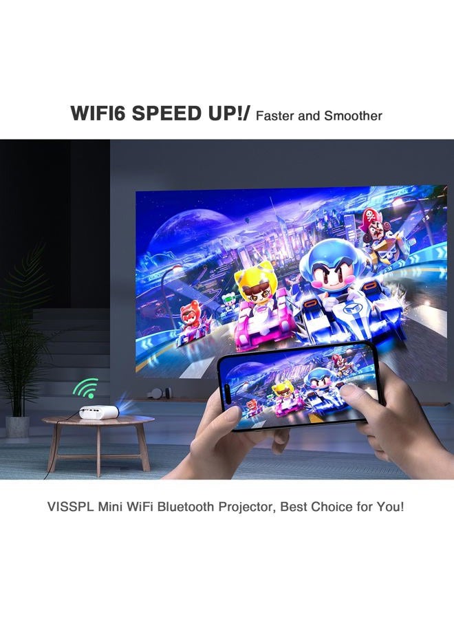 VISSPL Mini Projector with WiFi and Bluetooth, VISSPL Full HD 1080P Projector, Portable Outdoor Projector with Tripod, Home Theater Movie Phone Projector Compatible with Android/iOS/Windows/TV Stick/HDMI/USB - Image 3