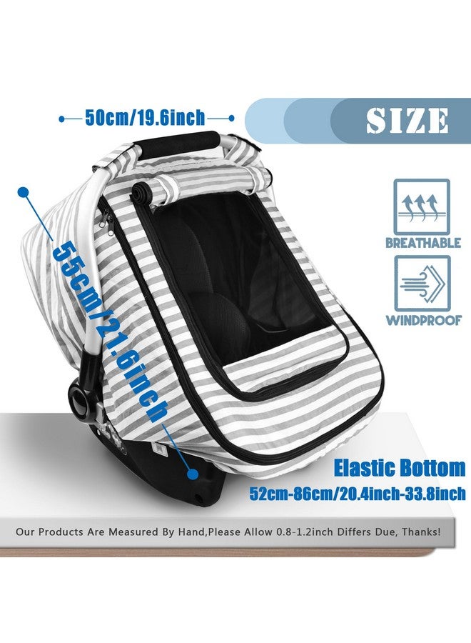 Vaxaape Car Seat Covers for Babies,Baby Car Seat Cover for Boys Girls,Windproof Infant Carseat Cover,Kick-Proof Car Seat Canopy with Breathable Mesh Peep Window,Stripe Print,Summer Lightweight - Image 2