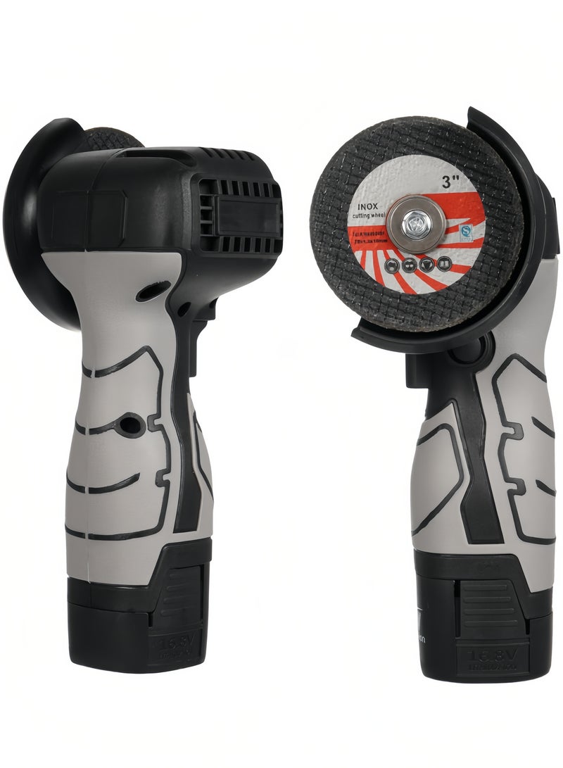 nihao 15 - Pcs Angle Grinder Tool Kit, Mini Angle Grinder, Cordless Electric Angle Grinding Tool High Power 16.8V 19500RPM with 2PCS 2000mAh Battery, 28000r/min,Nylon Cutting Blade-s/Grinding Disc/Metal Cutting Disc (1 * Angle grinder , 2 * Batteries ,1 * UK charger , 1 * Grinding disc ,1 * Screwdriver ,1 * A pair of gloves , 6 * Saw blades ,1 * User manual (English) ,1 * Storage box)  - Image 3