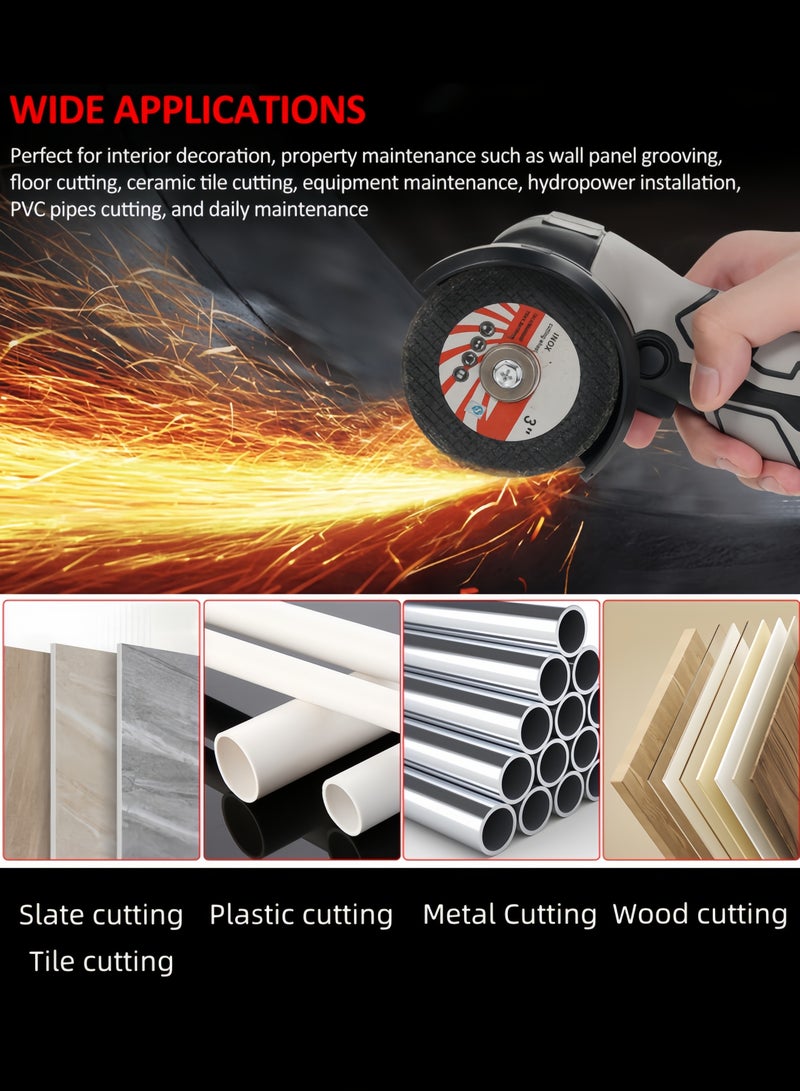 nihao 15 - Pcs Angle Grinder Tool Kit, Mini Angle Grinder, Cordless Electric Angle Grinding Tool High Power 16.8V 19500RPM with 2PCS 2000mAh Battery, 28000r/min,Nylon Cutting Blade-s/Grinding Disc/Metal Cutting Disc (1 * Angle grinder , 2 * Batteries ,1 * UK charger , 1 * Grinding disc ,1 * Screwdriver ,1 * A pair of gloves , 6 * Saw blades ,1 * User manual (English) ,1 * Storage box)  - Image 4