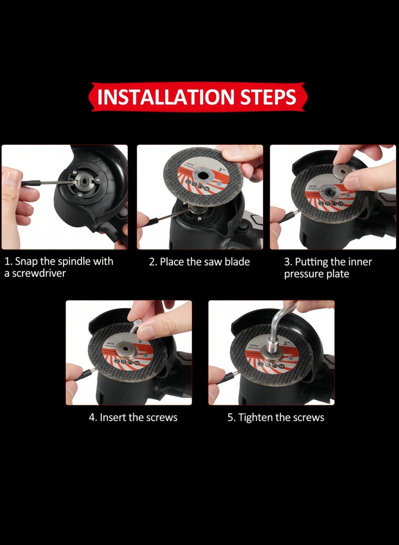 nihao 15 - Pcs Angle Grinder Tool Kit, Mini Angle Grinder, Cordless Electric Angle Grinding Tool High Power 16.8V 19500RPM with 2PCS 2000mAh Battery, 28000r/min,Nylon Cutting Blade-s/Grinding Disc/Metal Cutting Disc (1 * Angle grinder , 2 * Batteries ,1 * UK charger , 1 * Grinding disc ,1 * Screwdriver ,1 * A pair of gloves , 6 * Saw blades ,1 * User manual (English) ,1 * Storage box)  - Image 5