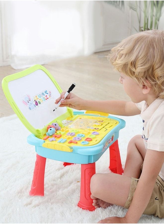 طاولة دراسة متعددة الوظائف للأطفال، لوحة تعلم الرسم والكتابة، لوحة رسم للأطفال، لعبة صيد السمك، لعبة المتاهة، ألعاب الشطرنج الطائر، ألعاب العلوم التعليمية والتعليمية