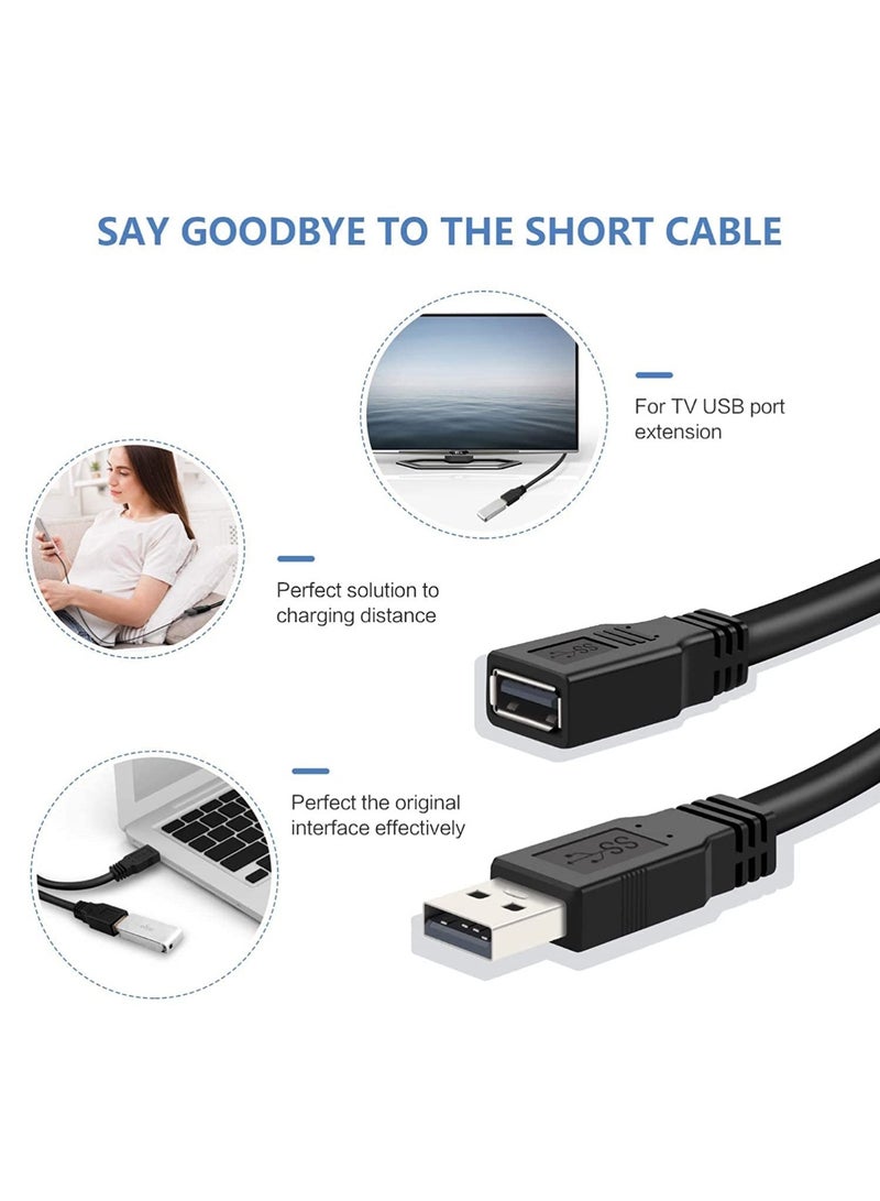 لافا كابل تمديد USB بطول 3 متر، من ذكر إلى أنثى، عالي السرعة، سلك تمديد طويل لنقل البيانات والشحن والطابعة ولوحة المفاتيح والفأرة والكمبيوتر الشخصي والكمبيوتر المحمول والكاميرا - Image 3