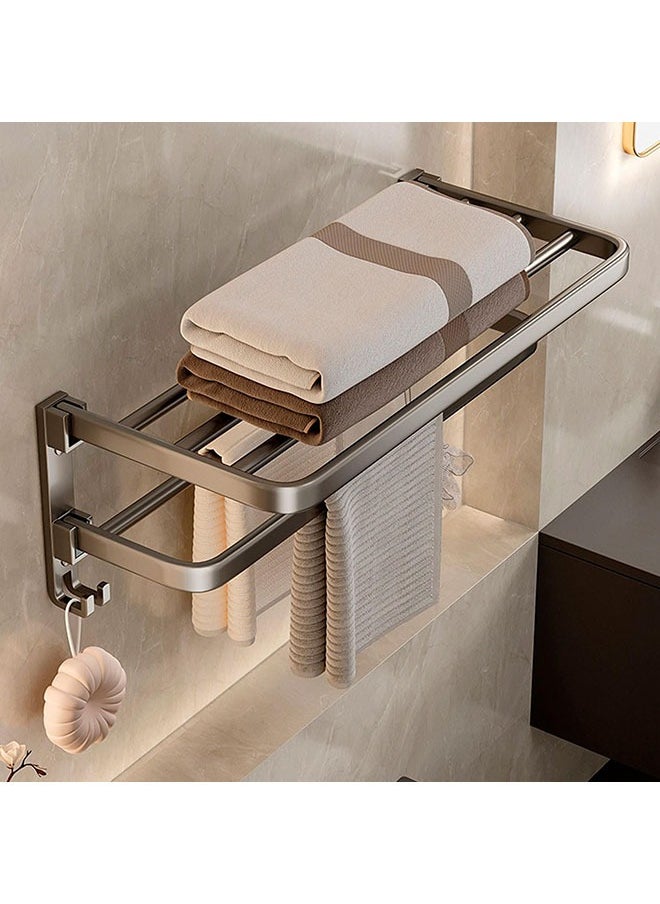 Arabest - Towel rack storage rack without drilling bathroom 40cm space aluminum wall-mounted towel rack rust-proof and waterproof suitable for bathroom kitchen - Image 1