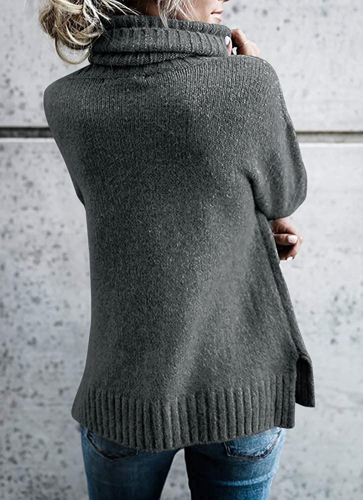FISACE Womens Oversized Turtleneck Pullover Sweater Cable Knit Long Sleeve Sweater Tops - Image 4