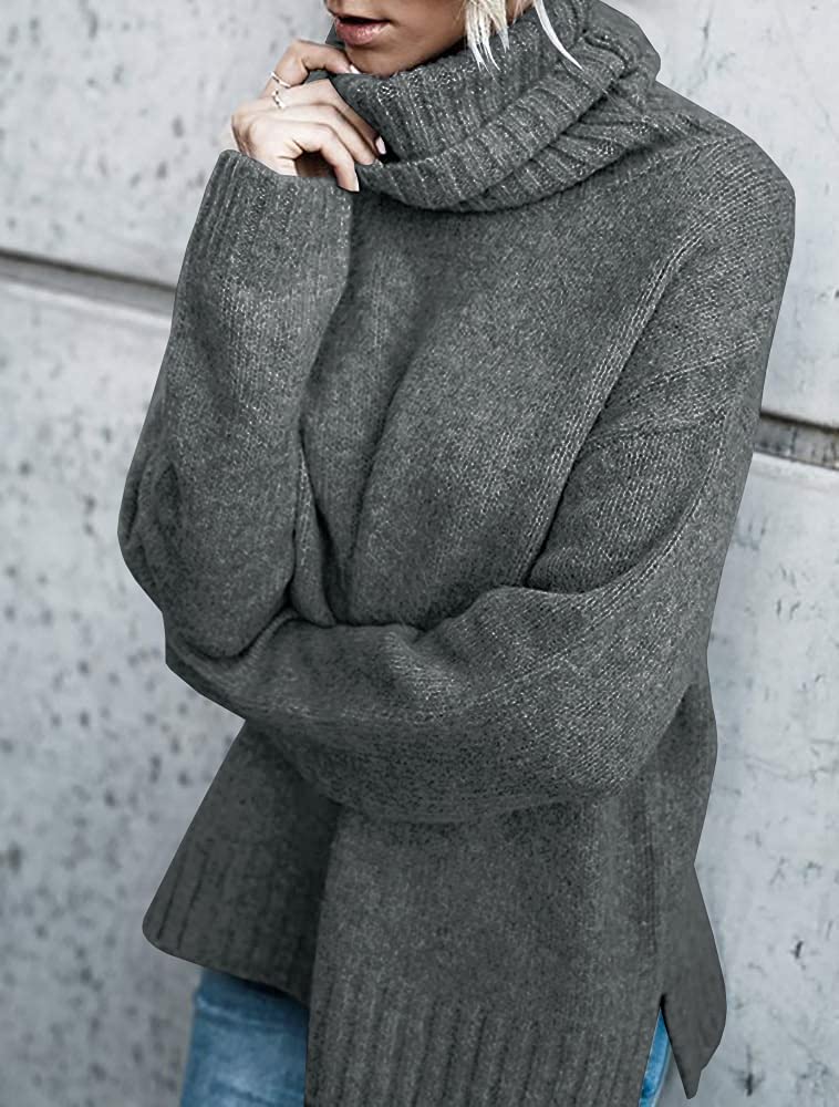 FISACE Womens Oversized Turtleneck Pullover Sweater Cable Knit Long Sleeve Sweater Tops - Image 3