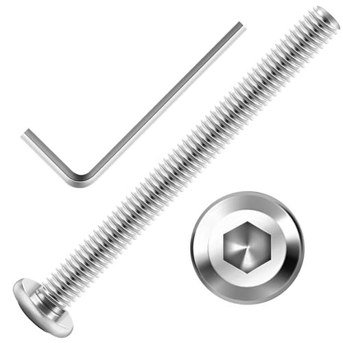 Mywish M6 x 60mm 30Pcs Silver Flat Head Hex Socket Cap Screws Bolts, 304 Stainless Steel Furniture Bolts Full Thread & Hex Spanner - Image 1