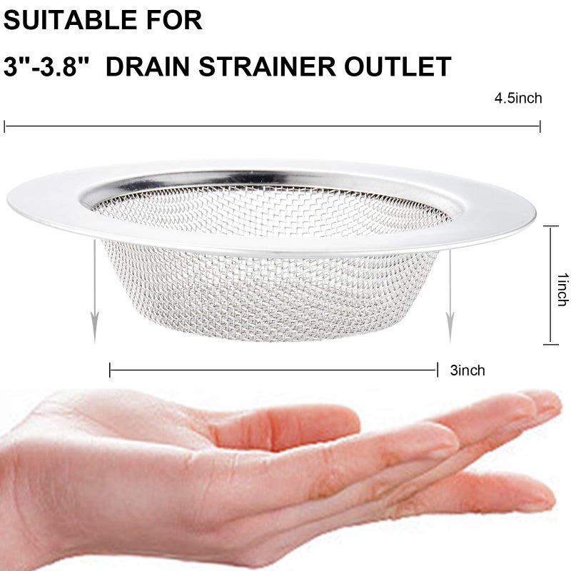 LASSHSWA 2 Pcs Kitchen Sink Strainer Stainless Steel, Mesh and Punching, Kitchen Sink Drain Strainer, Sink Strainers with Large Wide Rim 4.5" Diameter for Kitchen Sinks - Image 3