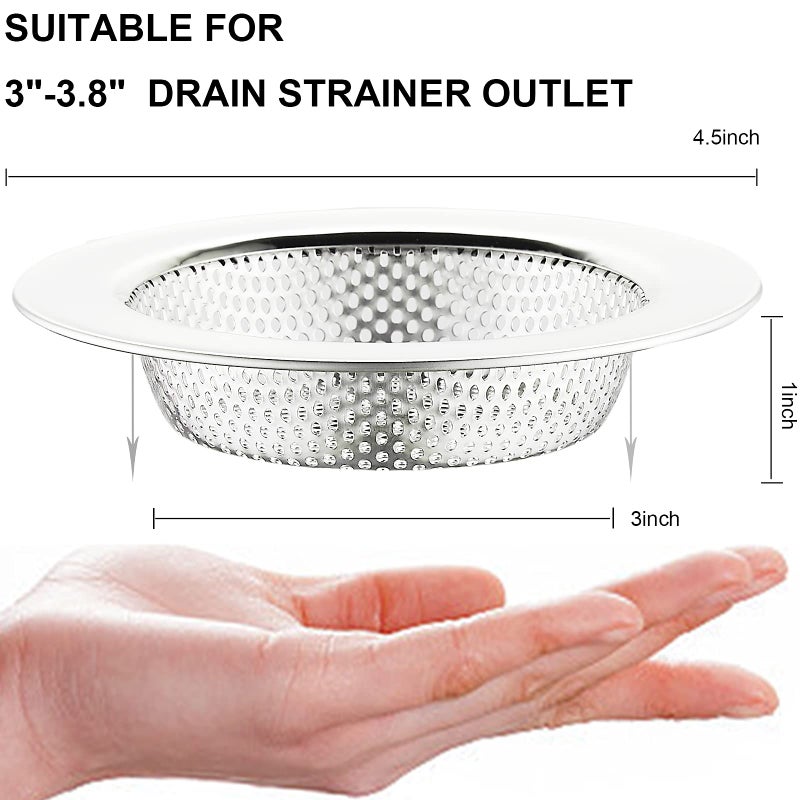 LASSHSWA 2 Pcs Kitchen Sink Strainer Stainless Steel, Mesh and Punching, Kitchen Sink Drain Strainer, Sink Strainers with Large Wide Rim 4.5" Diameter for Kitchen Sinks - Image 2