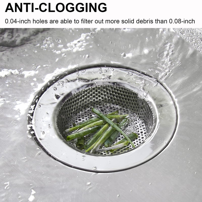 LASSHSWA 2 Pcs Kitchen Sink Strainer Stainless Steel, Mesh and Punching, Kitchen Sink Drain Strainer, Sink Strainers with Large Wide Rim 4.5" Diameter for Kitchen Sinks - Image 4