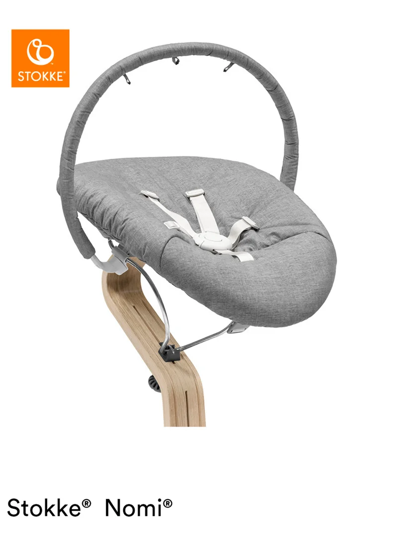STOKKE Nomi Newborn Set For Baby Chair Includes 5 - Point Safety Harness And Reversibile, Washable Textile Setfits Nomi Baby High Chair - White/ Grey Blue