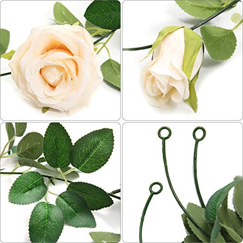 U'Artlines 3 Pack Artificial Champagne Rose Vines Floral Garlands Total 19.5 Ft Fake Vine Silk Flower Garland for Indoor Outdoor Home Wedding Arch Garden Wall Decoration - Image 4