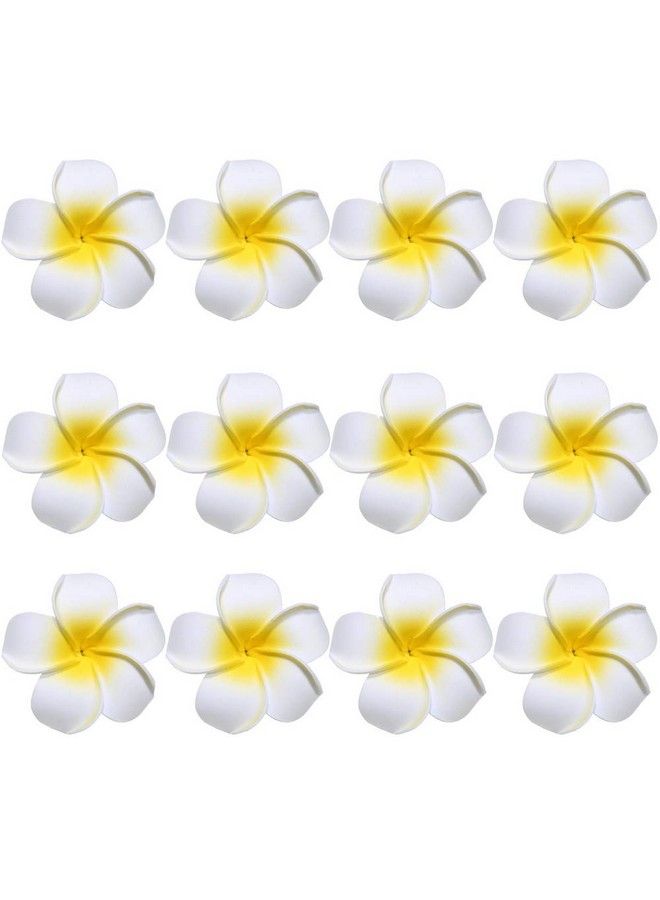 CBLUO Flower Hair Clips Plumeria Hawaiian Hawaii Hair Clip Set Floral Barrettes Women Tropical Foam Wedding Vacation Beach Party Decorations Cosplay Costume Handmade Hair Accessories Plumeria White 12 Pack - Image 1