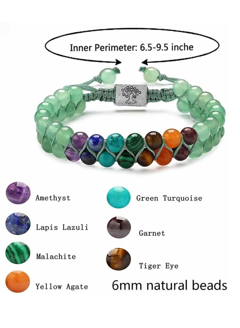 أوزيغالور سلسلة الخاتم الشفاء بحبيبات الأحجار الطبيعية، خاتمات الشفاء بحبيبات الشكرا للنساء والرجال، سلسلة الخاتم مع حبيبات الكريستال الحقيقية وهدايا الأحجار” - Image 2