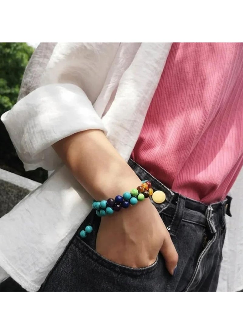 أوزيغالور سلسلة الخاتم الشفاء بحبيبات الأحجار الطبيعية، خاتمات الشفاء بحبيبات الشكرا للنساء والرجال، سلسلة الخاتم مع حبيبات الكريستال الحقيقية وهدايا الأحجار” - Image 3