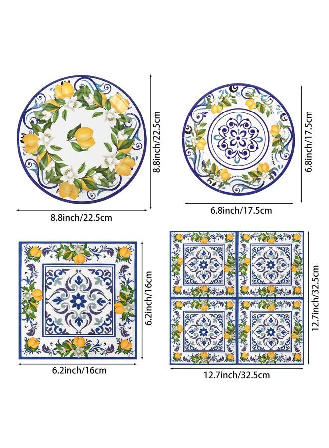 Adecortalk 108 PCS Capri Plates and Napkins Blue Tiles Mediterranean Party Decor Disposable Tableware Sets Baby Shower Birthday Party Decorations Supplies Favors for 36 Guests - Image 3
