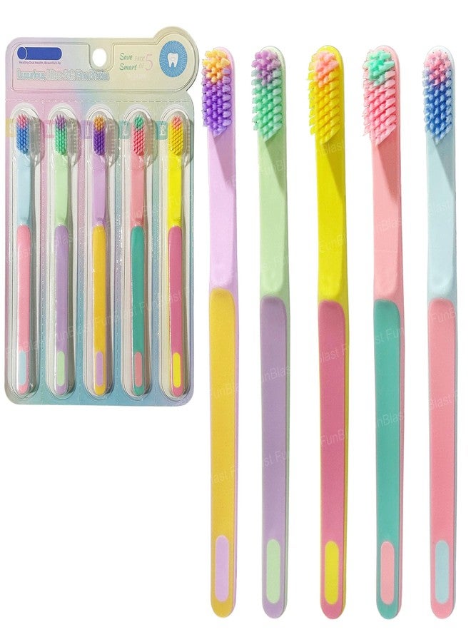 FunBlast Tooth Brush Set - Pack of 5 Pcs Toothbrush for Kids & Adults, Triple Swirl Soft Bristles for Sensitive Teeth, Toothbrush Soft Bristles Manual Tooth Brush for Adults (Multicolour) (Multicolors, Pack of 5) - Image 1