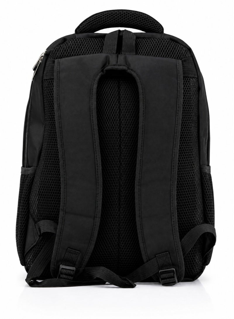 18-Inch Black Backpack for Schools and Universities – Lightweight, Padded, and Multi-Pocket - Image 3